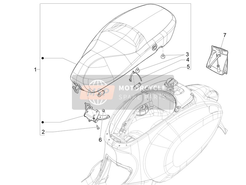 Vespa Sprint 50 4T 4V (USA) 2014 Sattel/Sitze - Werkzeugrolle für ein 2014 Vespa Sprint 50 4T 4V (USA)
