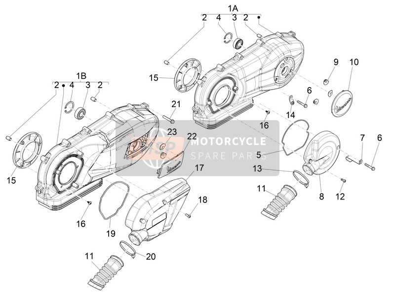 Vespa Vespa 125 4T 3V ie Primavera (EU) 2013 Coperchio del carter - Raffreddamento del carter per un 2013 Vespa Vespa 125 4T 3V ie Primavera (EU)