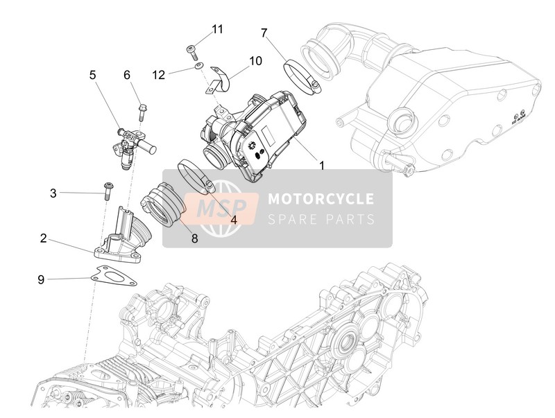 Vespa Vespa 946 125 4T 3V ABS 946 RED (EU-ASIA) 2016 Throttle Body - Injector - Union Pipe for a 2016 Vespa Vespa 946 125 4T 3V ABS 946 RED (EU-ASIA)