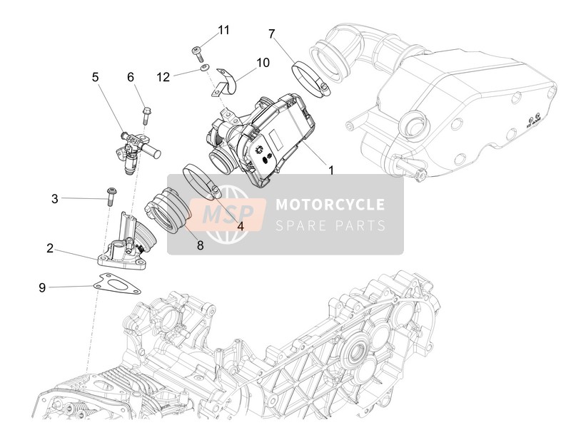 Vespa Vespa 946 150 4T 3V ABS 946 RED (USA-ASIA) 2014 Throttle Body - Injector - Union Pipe for a 2014 Vespa Vespa 946 150 4T 3V ABS 946 RED (USA-ASIA)