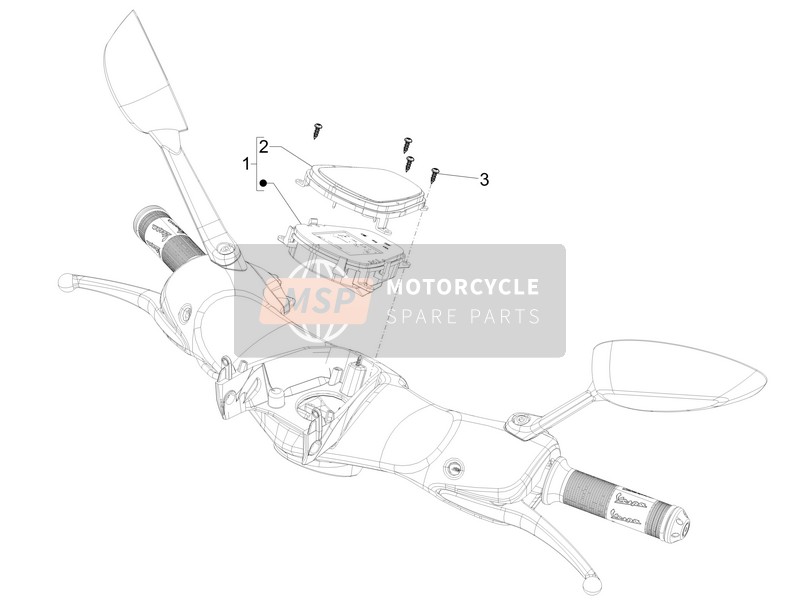 Vespa Vespa 946 150 4T 3V ABS 946 RED (USA-ASIA) 2015 Zählerkombination - Armaturenbrett für ein 2015 Vespa Vespa 946 150 4T 3V ABS 946 RED (USA-ASIA)