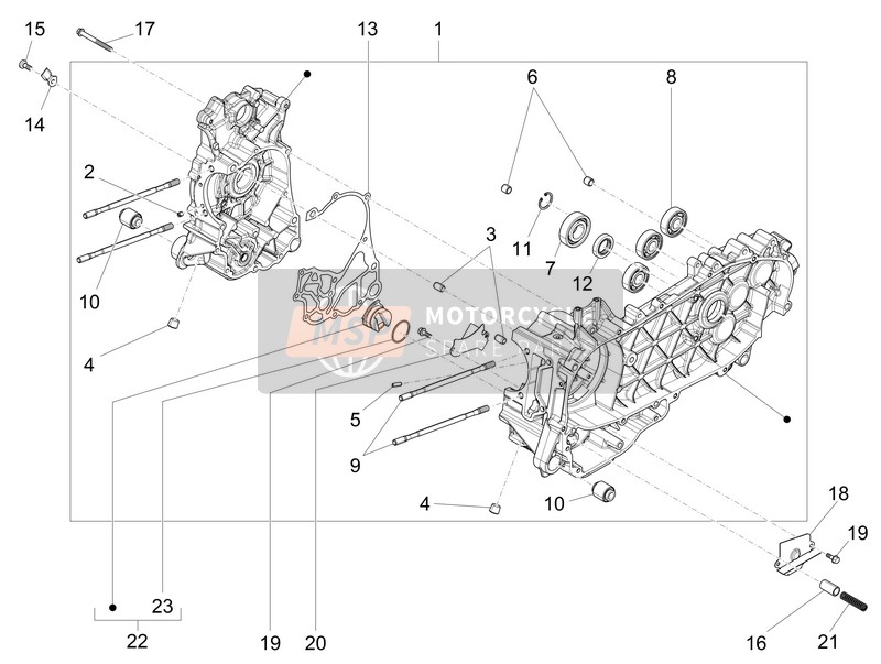 Vespa Vespa 946 150 4T 3V ABS ARMANI (ASIA) 2015 Crankcase for a 2015 Vespa Vespa 946 150 4T 3V ABS ARMANI (ASIA)