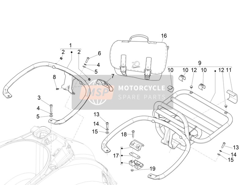 Vespa Vespa GTS 125 4T 3V ie Super (ASIA) 2014 Gepäckträger hinten für ein 2014 Vespa Vespa GTS 125 4T 3V ie Super (ASIA)