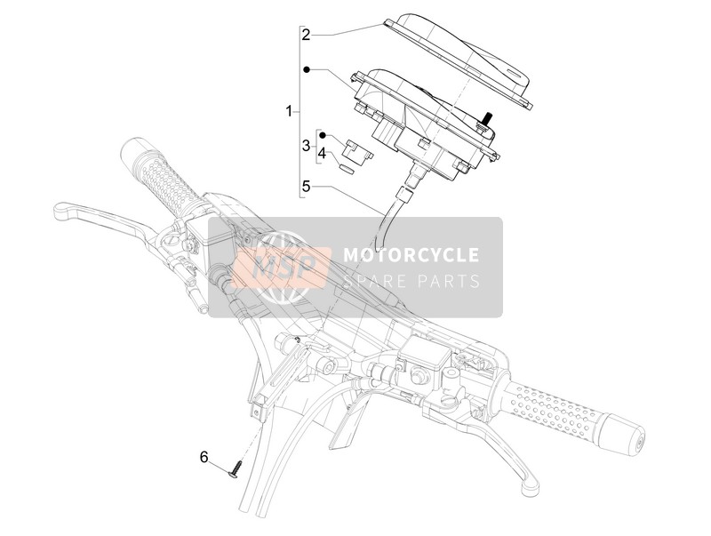 Vespa Vespa GTS 125 4T 3V ie Super (ASIA) 2015 Metercombinatie - Dashboard voor een 2015 Vespa Vespa GTS 125 4T 3V ie Super (ASIA)