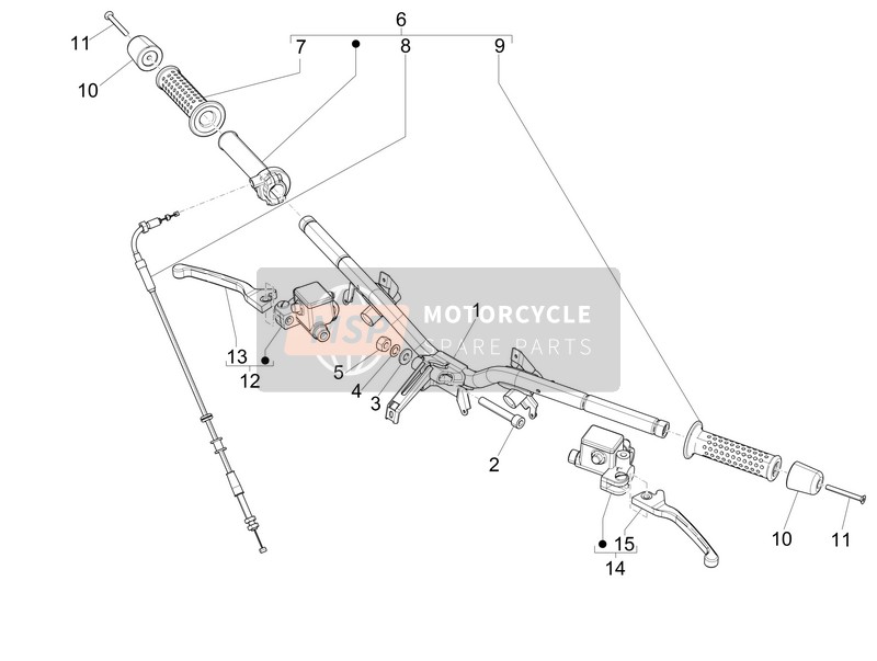 Vespa Vespa GTS 125 4T 3V ie Super (ASIA) 2014 Guidon - Maître cil. pour un 2014 Vespa Vespa GTS 125 4T 3V ie Super (ASIA)