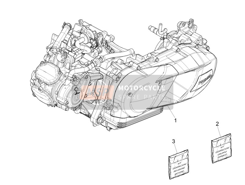 Vespa Vespa GTS 125 4T E4 ABS (EU-GB) 2016 Engine, Assembly for a 2016 Vespa Vespa GTS 125 4T E4 ABS (EU-GB)