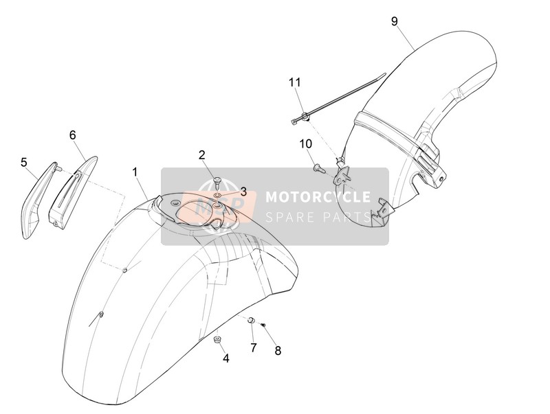 Vespa Vespa GTS 125 4T E4 ABS (EU-GB) 2018 Radgehäuse - Schlammschutz für ein 2018 Vespa Vespa GTS 125 4T E4 ABS (EU-GB)