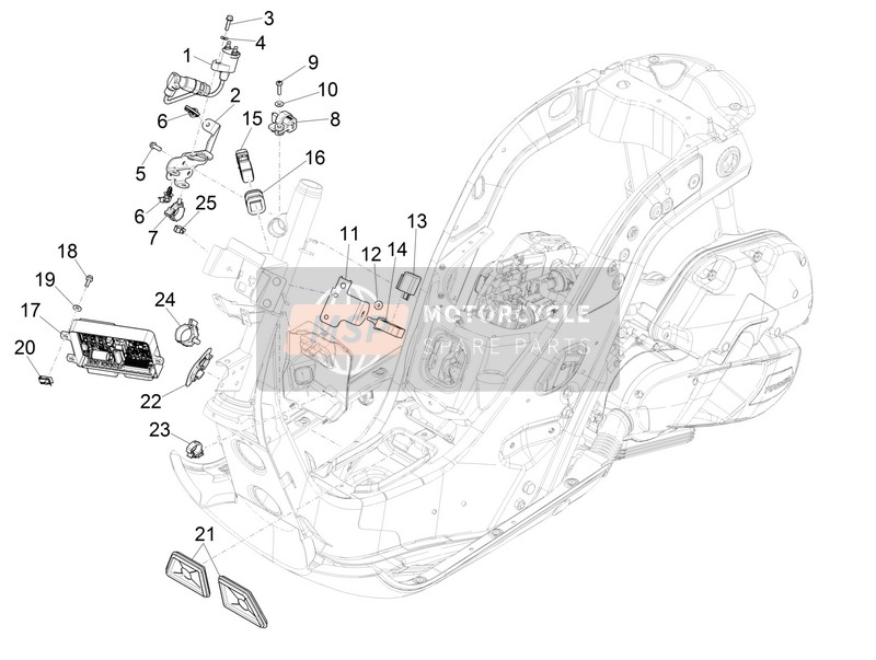 Vespa Vespa GTS 125 4T E4 ABS (EU-GB) 2016 Reguladores de voltaje - Unidades de control electrónico (ecu) - H.T. Bobina para un 2016 Vespa Vespa GTS 125 4T E4 ABS (EU-GB)