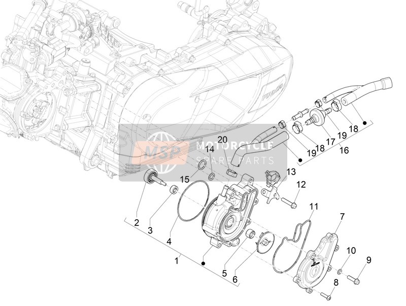 Vespa Vespa GTS 150 4T E4 ABS 2018 Koeler pomp voor een 2018 Vespa Vespa GTS 150 4T E4 ABS