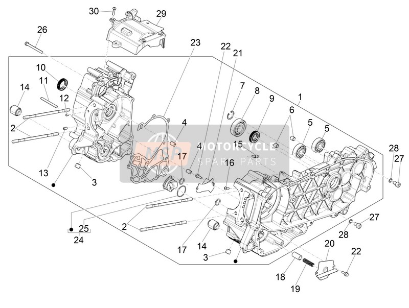 Vespa Vespa GTS 150 4T E4 ABS (EU) 2016 Carter per un 2016 Vespa Vespa GTS 150 4T E4 ABS (EU)