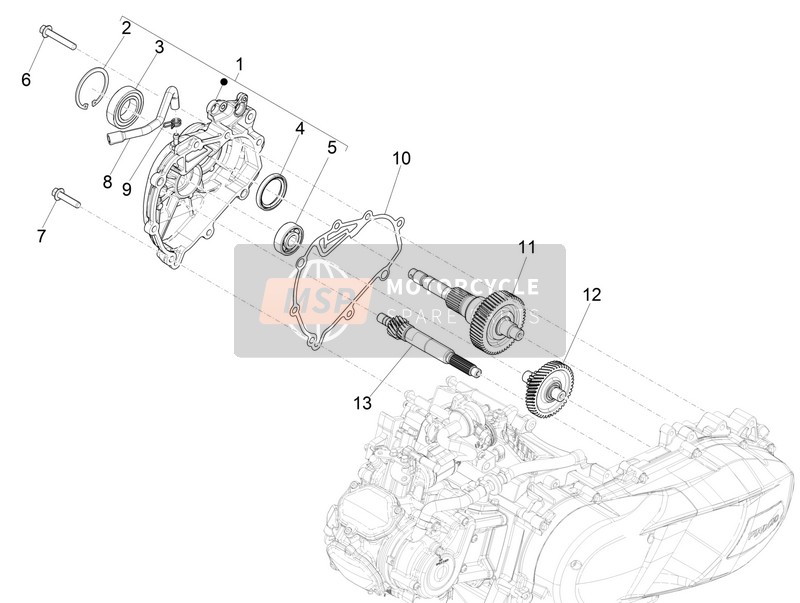 Vespa Vespa GTS 150 4T E4 ABS (EU) 2017 Unité de réduction pour un 2017 Vespa Vespa GTS 150 4T E4 ABS (EU)