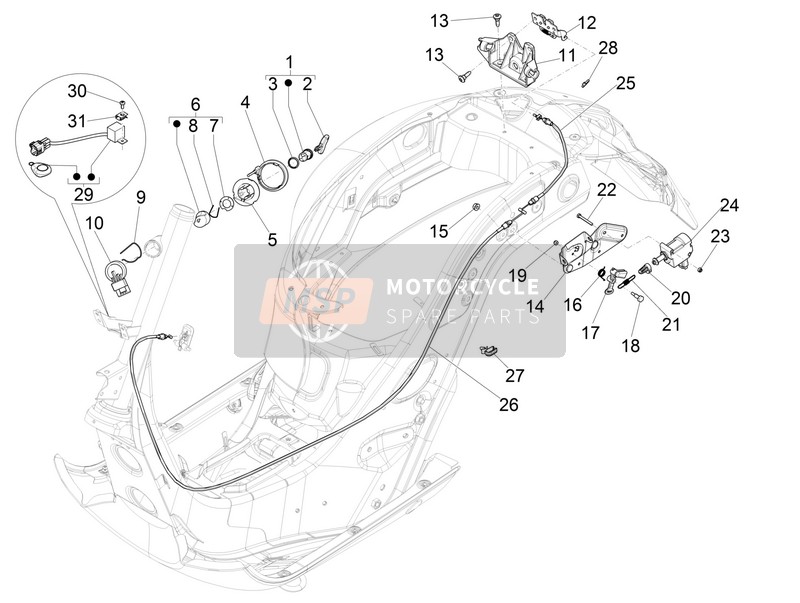 Vespa Vespa GTS 150 4T E4 ABS (EU) 2017 Serrature per un 2017 Vespa Vespa GTS 150 4T E4 ABS (EU)