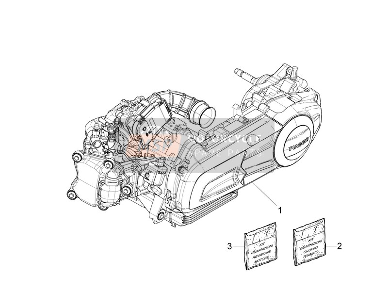 Vespa Vespa GTS 300 ie ABS E4 2017 Motor, Baugruppe für ein 2017 Vespa Vespa GTS 300 ie ABS E4