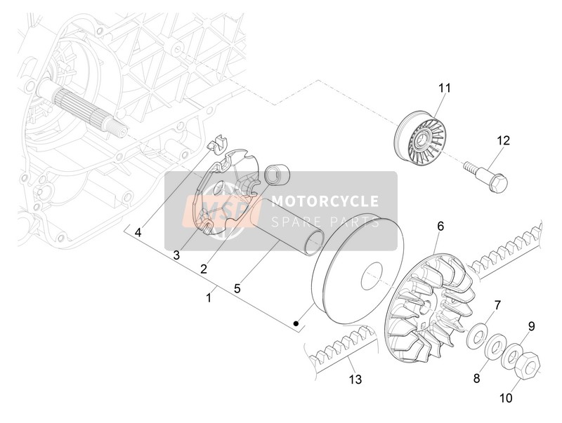 Vespa Vespa GTS 300 ie ABS E4 2017 Aandrijfriemschijf voor een 2017 Vespa Vespa GTS 300 ie ABS E4