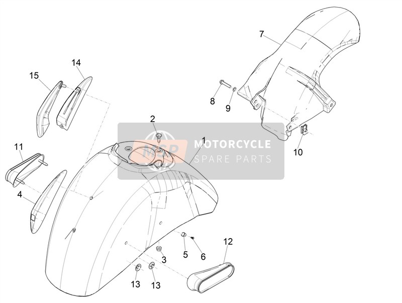 Vespa Vespa GTS 300 ie ABS (USA-CANADA) 2017 Radgehäuse - Schlammschutz für ein 2017 Vespa Vespa GTS 300 ie ABS (USA-CANADA)