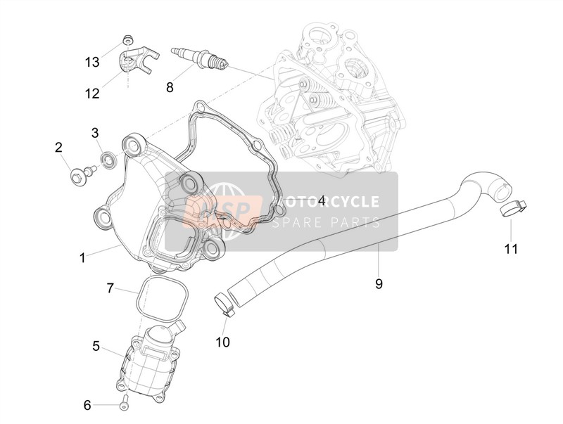 Vespa Vespa GTS 300 ie Super ABS (USA) 2014 Zylinderkopfabdeckung für ein 2014 Vespa Vespa GTS 300 ie Super ABS (USA)