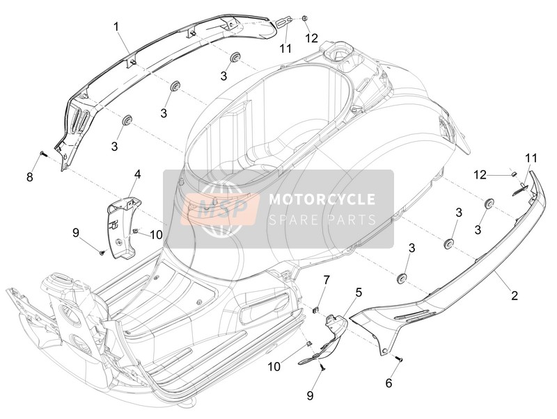 Vespa Vespa GTS Super 150 ie 4T 3V (ASIA) 2016 Cubierta lateral - Revelación para un 2016 Vespa Vespa GTS Super 150 ie 4T 3V (ASIA)