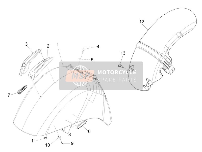 Vespa Vespa GTS Super 150 ie 4T 3V (ASIA) 2017 Radgehäuse - Schlammschutz für ein 2017 Vespa Vespa GTS Super 150 ie 4T 3V (ASIA)