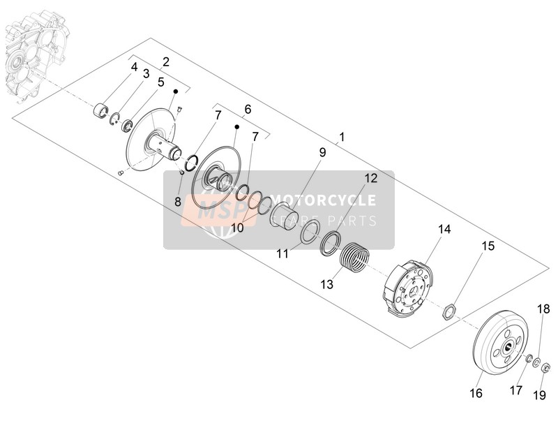 1A016949, Clutch Housing With Ip, Piaggio, 1