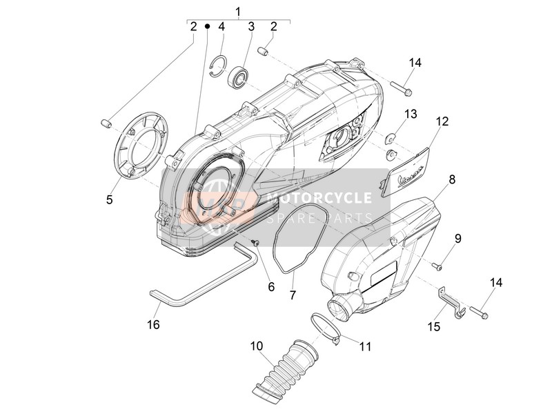 Vespa Vespa LX 125 4T 3V iGet (ASIA) 2017 Kurbelgehäuseabdeckung - Kurbelgehäusekühlung für ein 2017 Vespa Vespa LX 125 4T 3V iGet (ASIA)