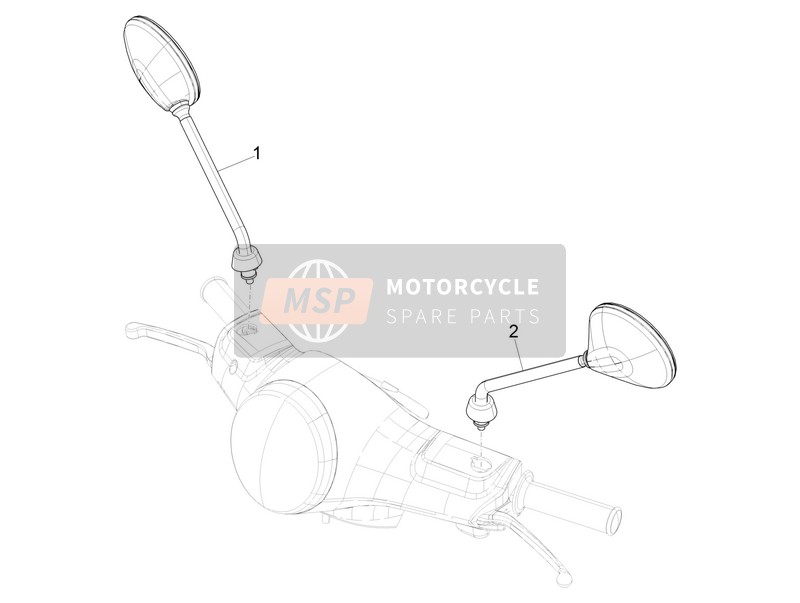 Vespa Vespa LX 125 4T 3V iGet (ASIA) 2017 Espejo de conducción/s para un 2017 Vespa Vespa LX 125 4T 3V iGet (ASIA)