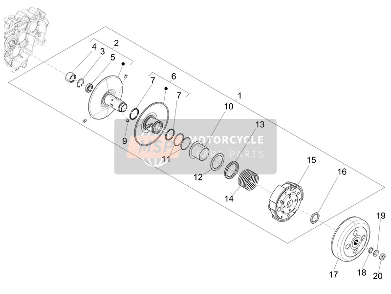 Vespa Vespa Primavera 125 4T 3V iGET ABS (EU) 2016 Driven Pulley for a 2016 Vespa Vespa Primavera 125 4T 3V iGET ABS (EU)