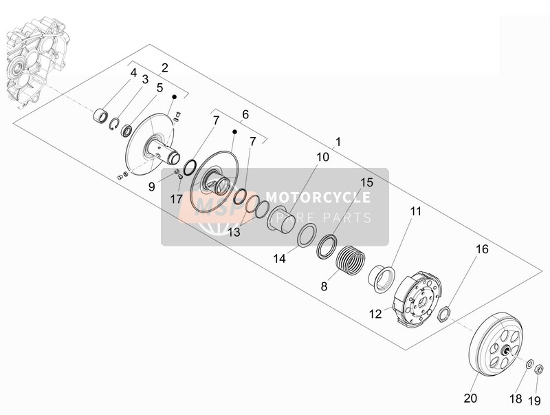 Vespa Vespa Primavera 150 4T 3V iGET ABS (EU) 2016 Aangedreven Poelie voor een 2016 Vespa Vespa Primavera 150 4T 3V iGET ABS (EU)