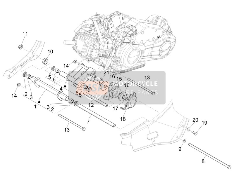 Vespa Vespa Primavera 150 4T 3V iGet E4 ABS (USA-CANADA) 2016 Braccio oscillante per un 2016 Vespa Vespa Primavera 150 4T 3V iGet E4 ABS (USA-CANADA)