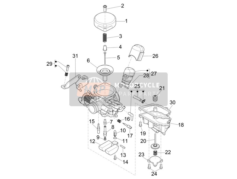 Vespa Vespa Primavera 50 4T-2V 25 kmh (EU) 2016 Vergaserkomponenten für ein 2016 Vespa Vespa Primavera 50 4T-2V 25 kmh (EU)