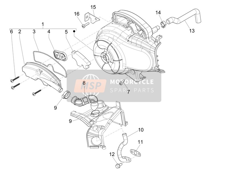 Vespa Vespa Primavera 50 4T-2V 25 kmh (EU) 2015 Caja de aire secundaria para un 2015 Vespa Vespa Primavera 50 4T-2V 25 kmh (EU)