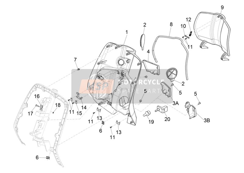 Vespa Vespa Primavera 50 4T-2V 25 kmh (EU) 2015 Handschuhfach vorne - Knieschutz für ein 2015 Vespa Vespa Primavera 50 4T-2V 25 kmh (EU)