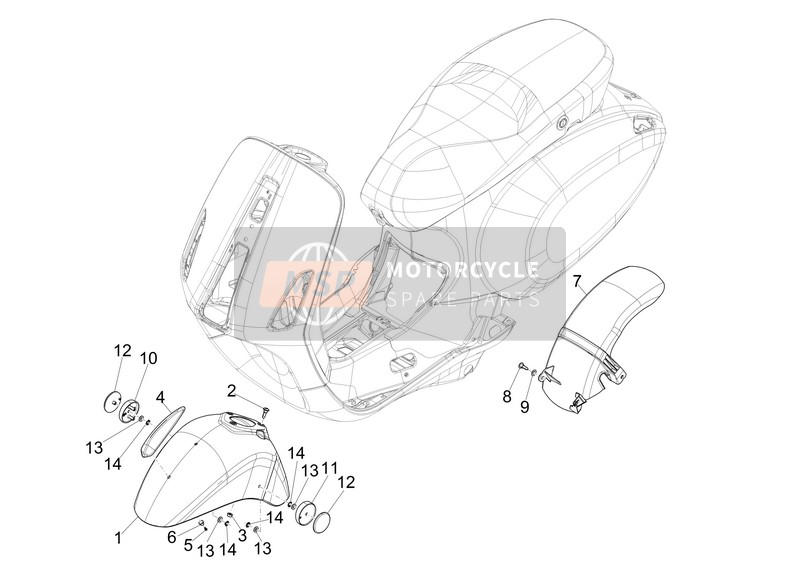 Vespa Vespa Primavera 50 4T-4V (USA-CANADA) 2017 Radgehäuse - Schlammschutz für ein 2017 Vespa Vespa Primavera 50 4T-4V (USA-CANADA)