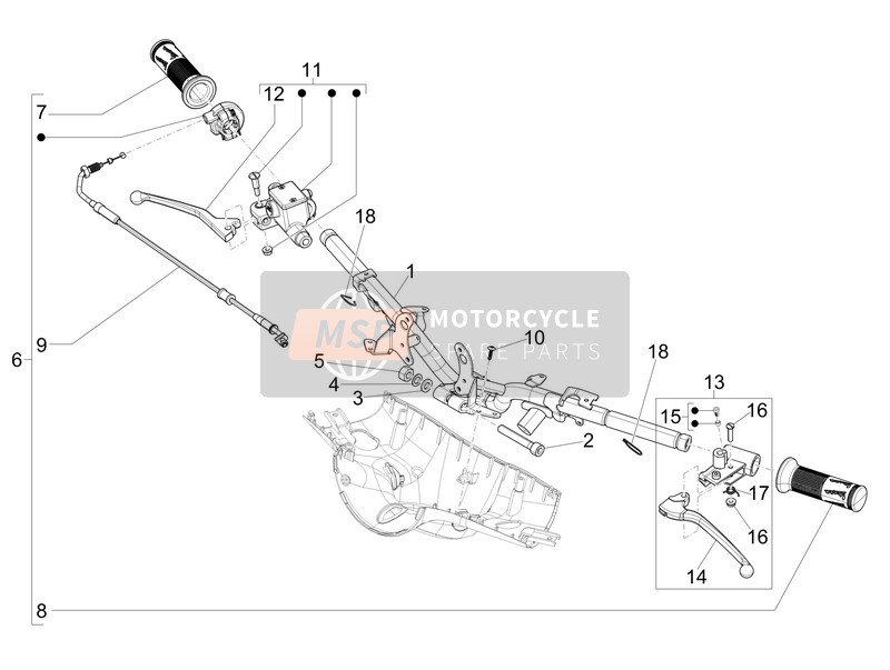 Vespa Vespa Primavera 50 4T-4V (USA-CANADA) 2015 Guidon - Maître cil. pour un 2015 Vespa Vespa Primavera 50 4T-4V (USA-CANADA)