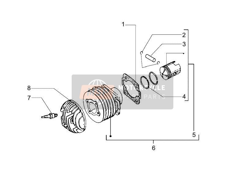 Vespa Vespa PX 125 (EU-ASIA) 2016 Cylinder-Piston-Wrist Pin Unit for a 2016 Vespa Vespa PX 125 (EU-ASIA)