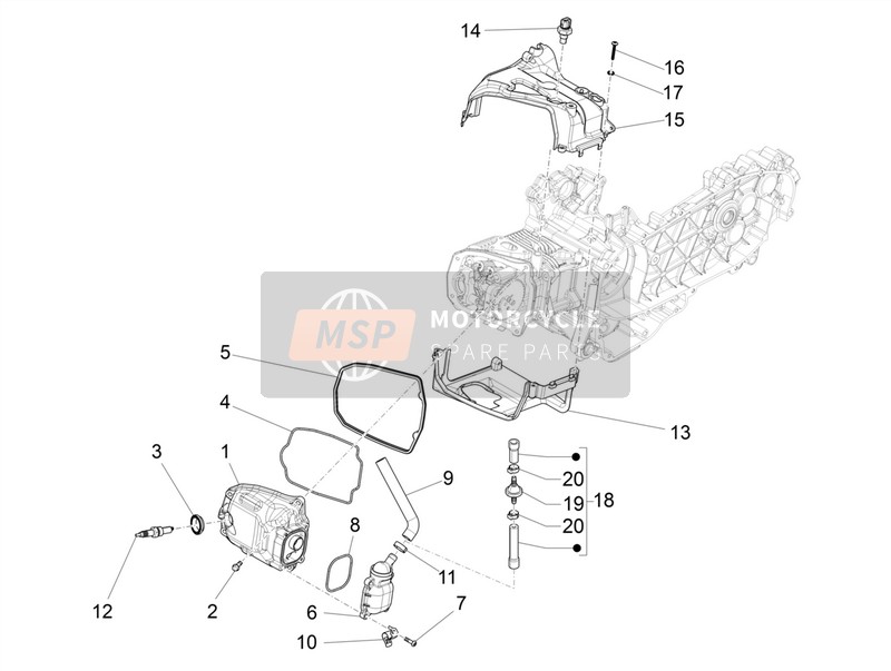 Vespa Vespa S 125 4T 3V iGet (ASIA) 2017 Zylinderkopfabdeckung für ein 2017 Vespa Vespa S 125 4T 3V iGet (ASIA)