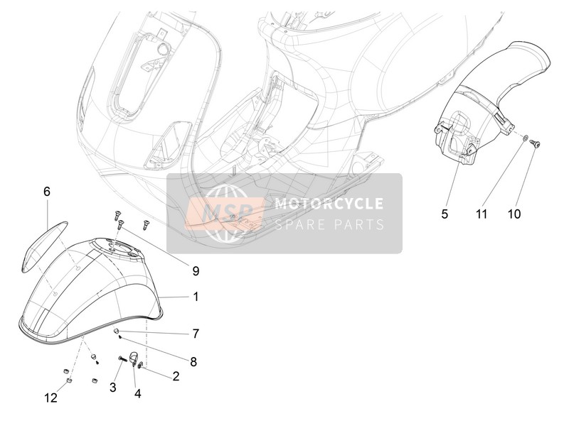 Vespa Vespa S 125 4T 3V iGet (ASIA) 2017 Radgehäuse - Schlammschutz für ein 2017 Vespa Vespa S 125 4T 3V iGet (ASIA)