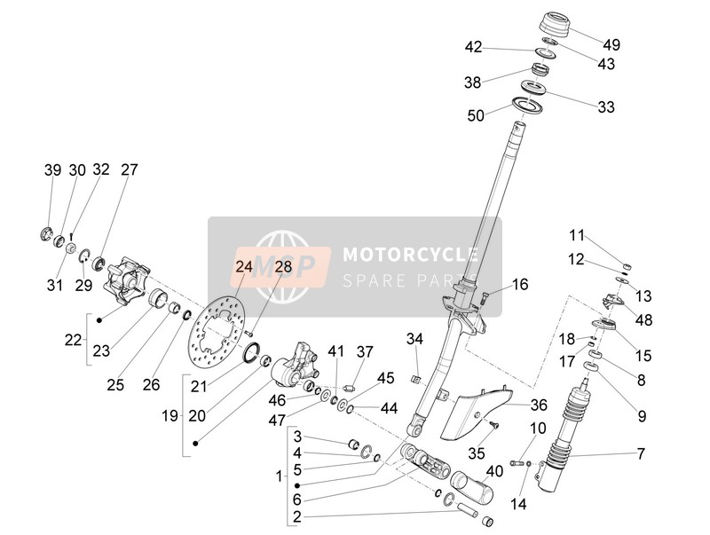 Vespa Vespa S 125 4T 3V iGet (ASIA) 2018 Gabel/Lenkrohr - Lenklagereinheit für ein 2018 Vespa Vespa S 125 4T 3V iGet (ASIA)