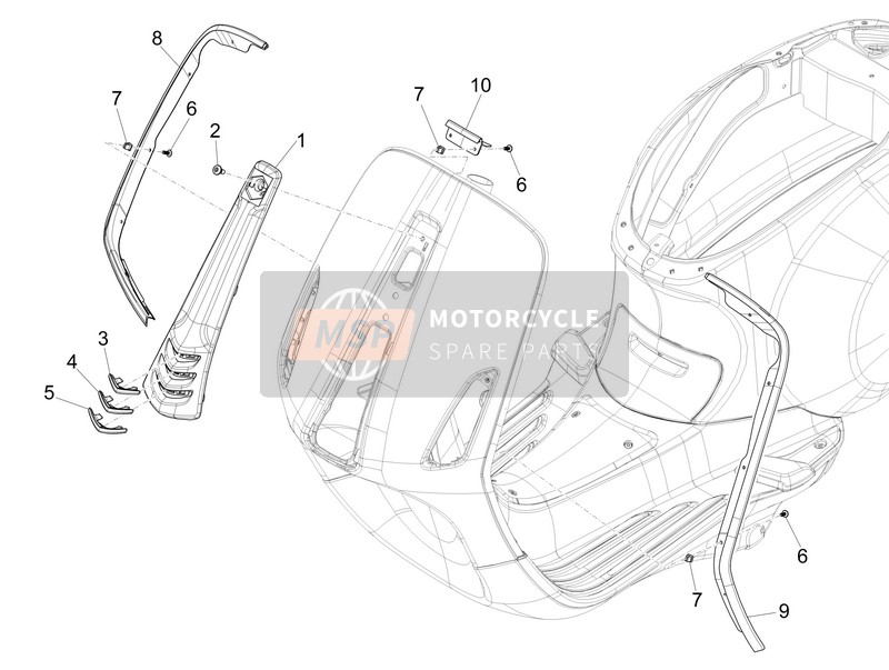 Vespa Vespa Sprint 150 4T 3V iGet E4 ABS (USA-CANADA) 2017 Schildvoor voor een 2017 Vespa Vespa Sprint 150 4T 3V iGet E4 ABS (USA-CANADA)