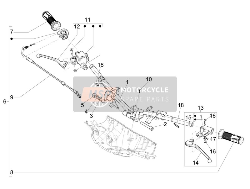 Vespa Vespa Sprint 50 4T 2V 25 kmh (EU) 2016 Bigote Daliniano - Maestro cil. para un 2016 Vespa Vespa Sprint 50 4T 2V 25 kmh (EU)