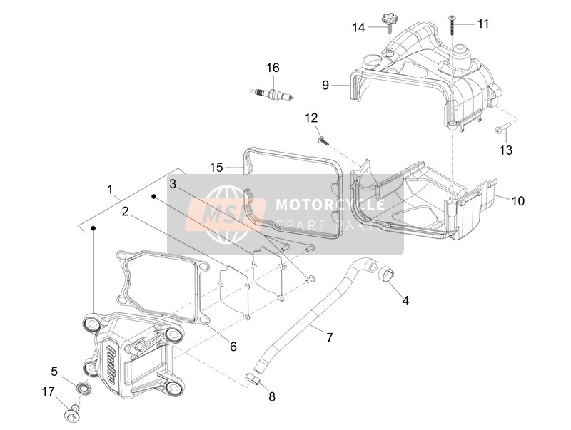 Vespa Vespa Sprint 50 4T 4V (USA-CANADA) 2014 Cubierta de tapa de cilindro para un 2014 Vespa Vespa Sprint 50 4T 4V (USA-CANADA)