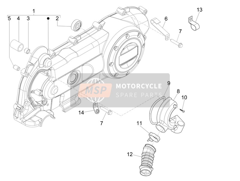 Vespa Vespa Sprint 50 4T 4V (USA-CANADA) 2014 Kurbelgehäuseabdeckung - Kurbelgehäusekühlung für ein 2014 Vespa Vespa Sprint 50 4T 4V (USA-CANADA)