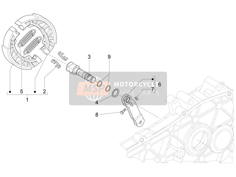 Vespa Vespa Sprint 50 4T 4V (USA-CANADA) 2016 Bremse hinten - Bremsbacke für ein 2016 Vespa Vespa Sprint 50 4T 4V (USA-CANADA)