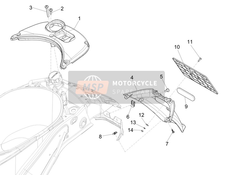 Vespa Vespa Sprint iGet 125 4T 3V ie ABS (ASIA) 2016 Abdeckung hinten - Spritzschutz für ein 2016 Vespa Vespa Sprint iGet 125 4T 3V ie ABS (ASIA)