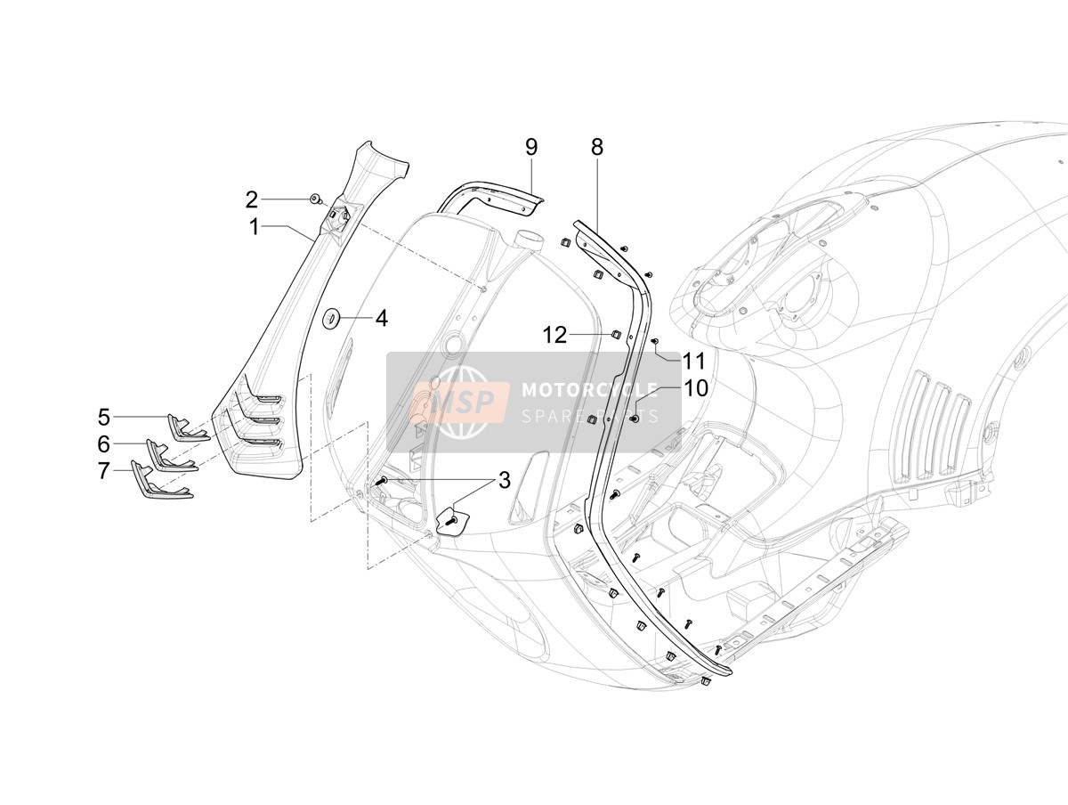 1B011372000G39, Verzierung Mitte, Piaggio, 0