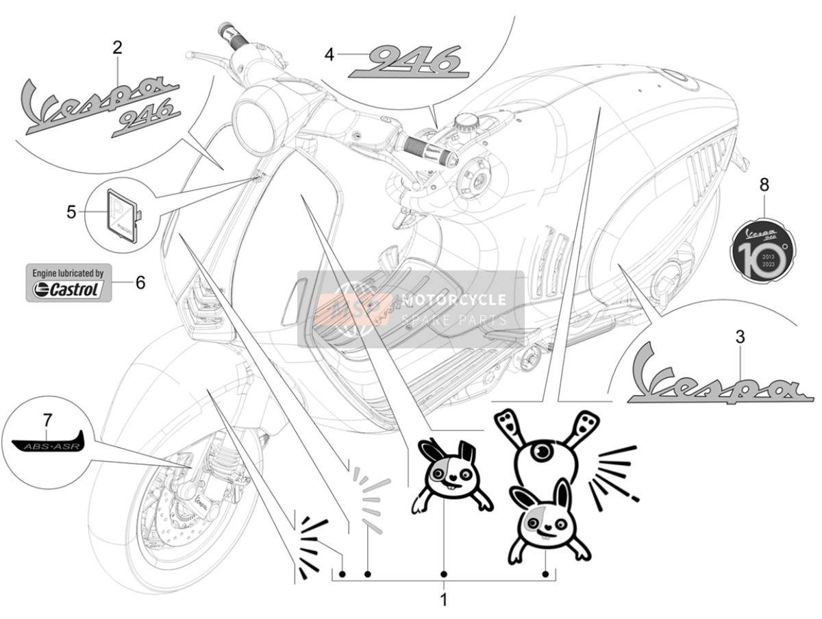 2H005879, Vespa 946 Grey Frontal, Piaggio, 0