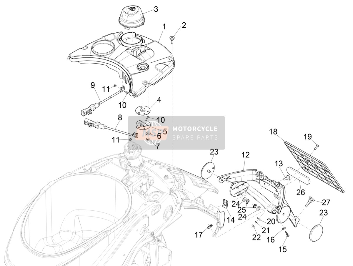 1B005960, Couvercle Réservoir, Piaggio, 0