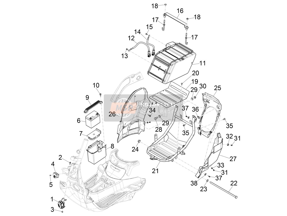 1B004967, Support De Batterie, Piaggio, 0