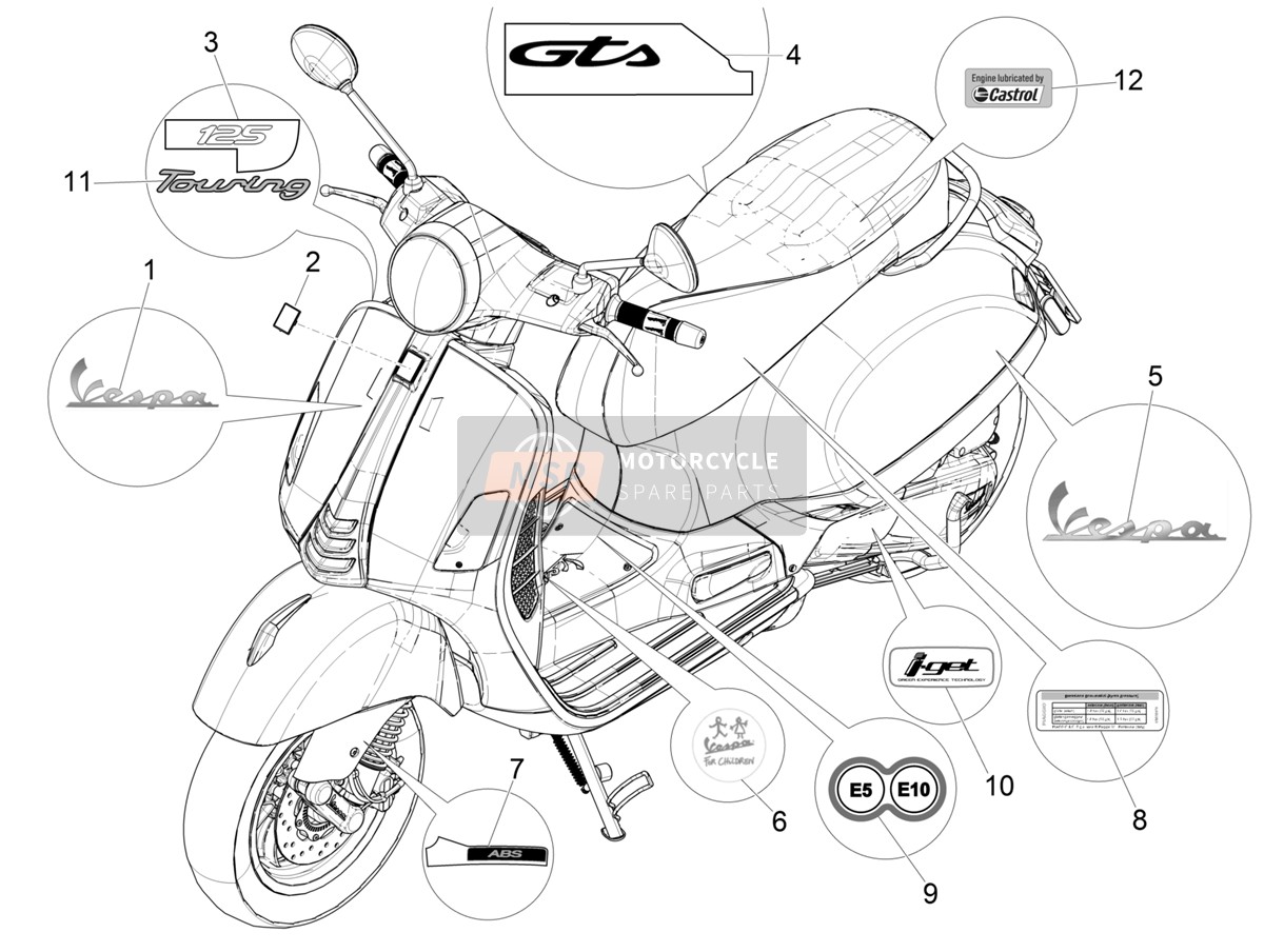 2H002046, Aufkleber, Castrol, Piaggio, 2