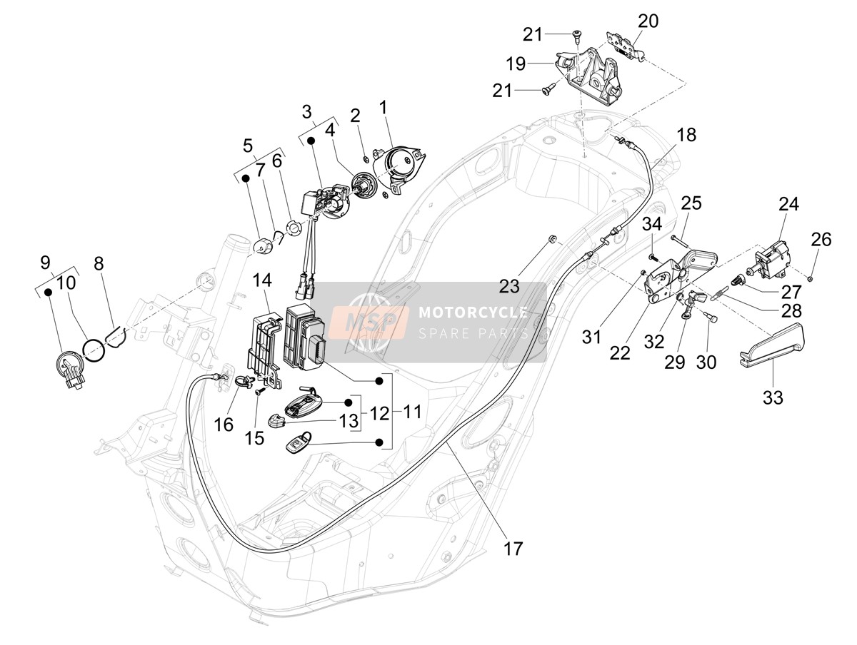 1D003123, Keyless Lock Components, Piaggio, 1