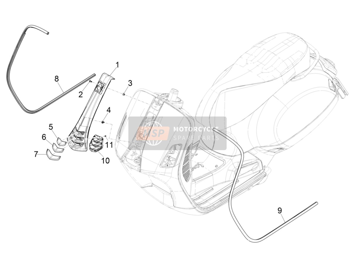 1B009644000K1, Left Edge Shield, Piaggio, 1